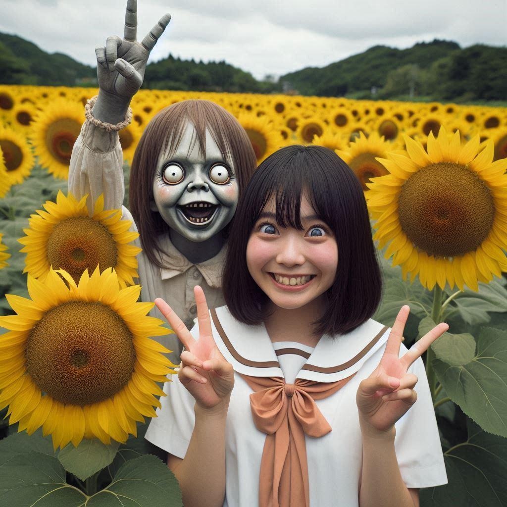（ホラー）ひまわり畑の少女
