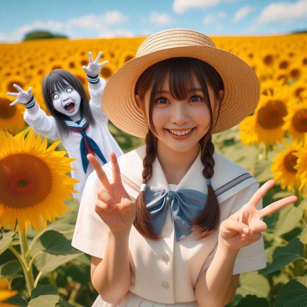 （ホラー）ひまわり畑の少女