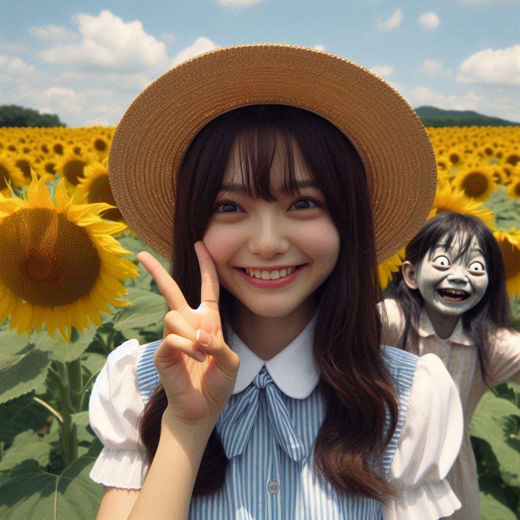 （ホラー）ひまわり畑の少女