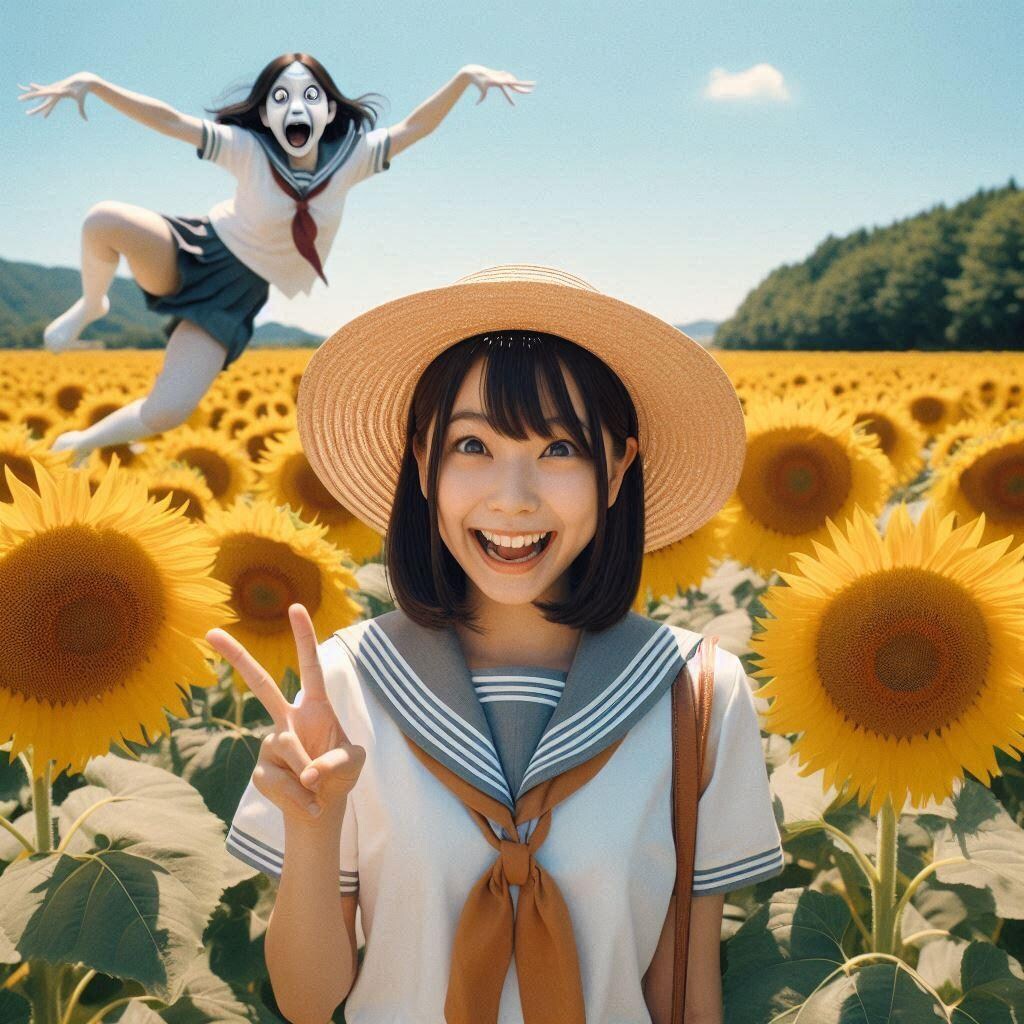 （ホラー）ひまわり畑の少女