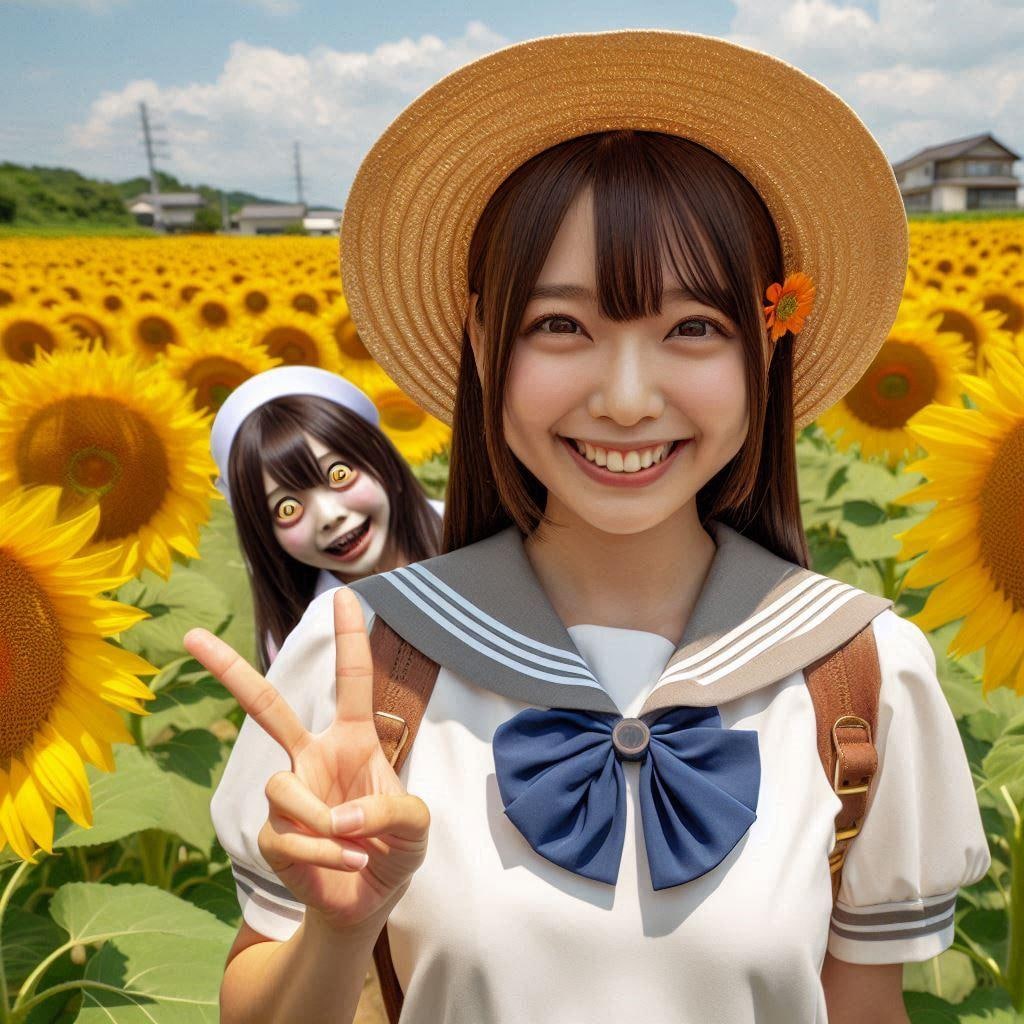 （ホラー）ひまわり畑の少女