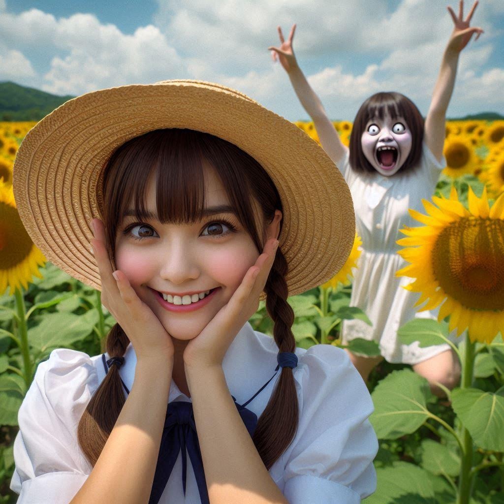 （ホラー）ひまわり畑の少女