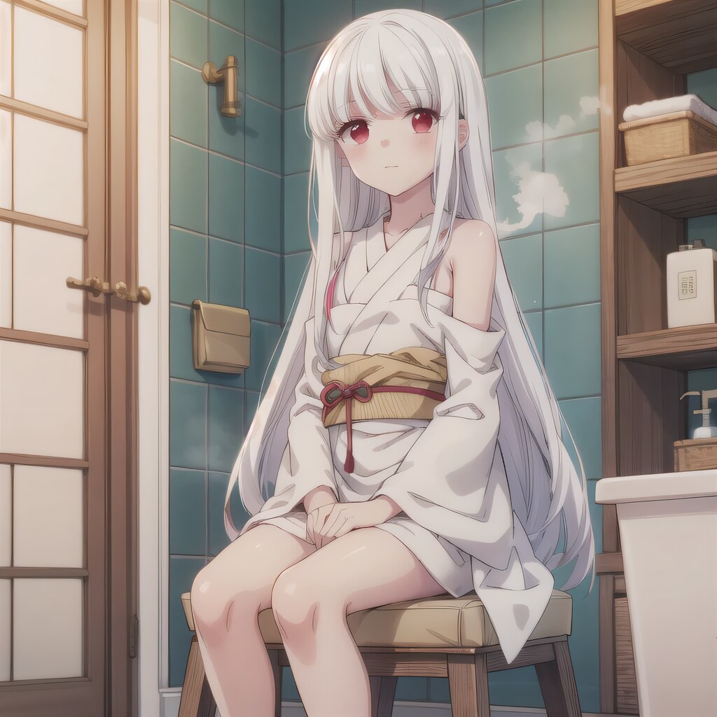 白髪ロングでお風呂の少女６