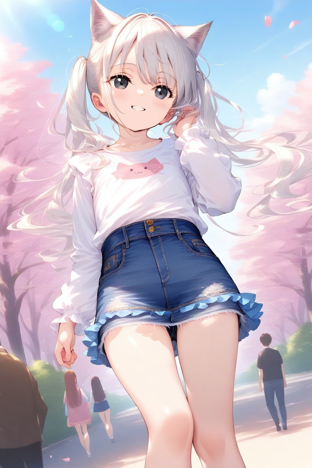 桜と青空とシロさんと