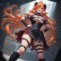 ゴシック系ファッション黒髪とオレンジ髪 3枚目