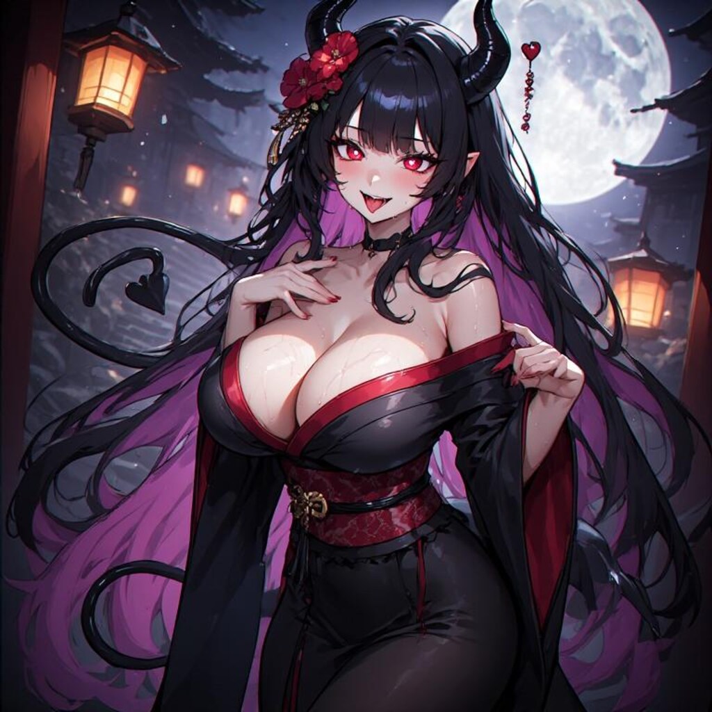 ゴシック系ファッション黒髪とオレンジ髪