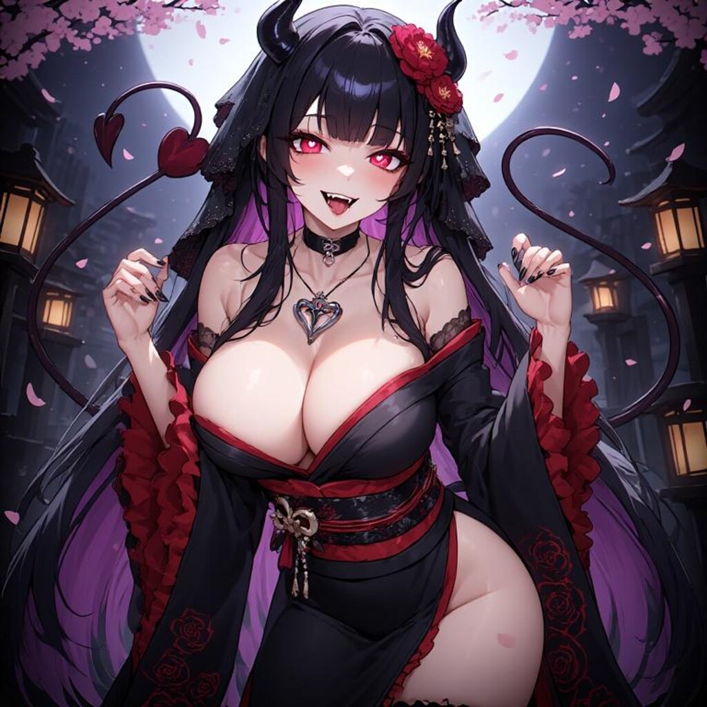 ゴシック系ファッション黒髪とオレンジ髪