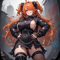 ゴシック系ファッション黒髪とオレンジ髪 7枚目
