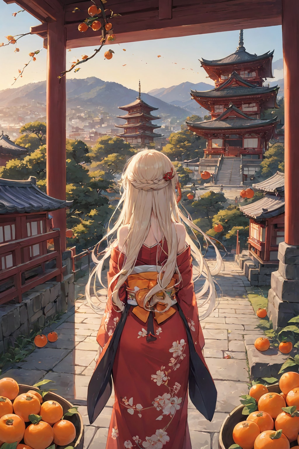 柿くへば　鐘が鳴るなり　法隆寺 | の人気AIイラスト・グラビア