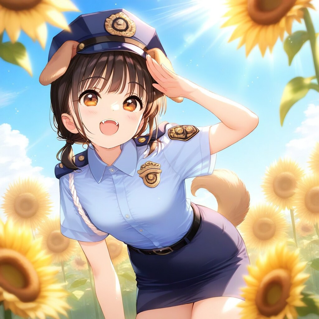 ひまわりとおまわり・・・さん😅 | の人気AIイラスト・グラビア