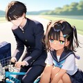 自転車に二人乗りするこなつちゃん 3枚目
