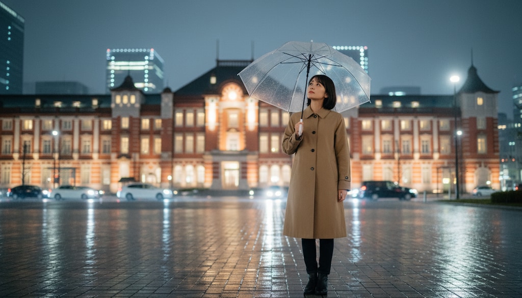 雨の東京駅