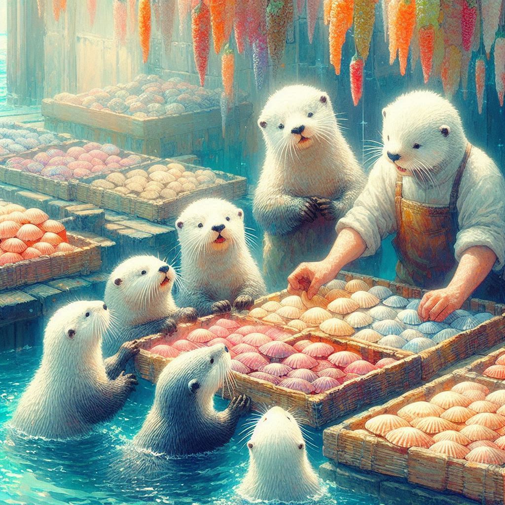 貝を買う白ラッコ | の人気AIイラスト・グラビア