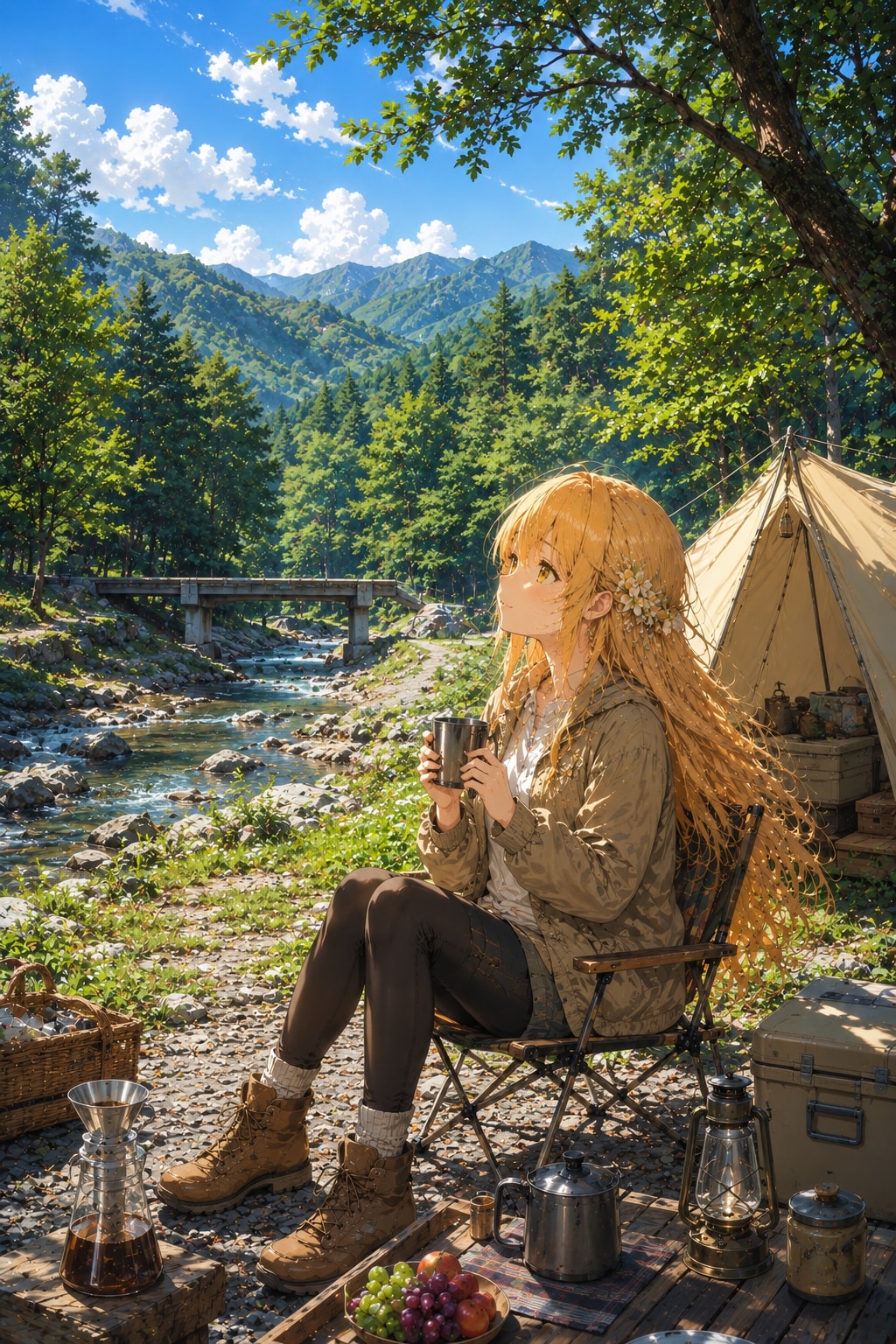 アウトドアを楽しむ女の子