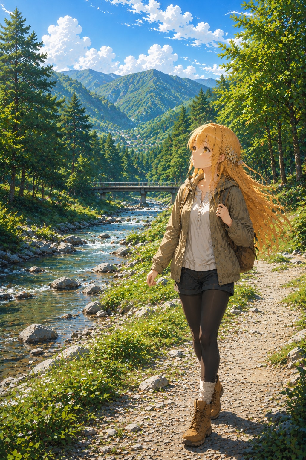 アウトドアを楽しむ女の子