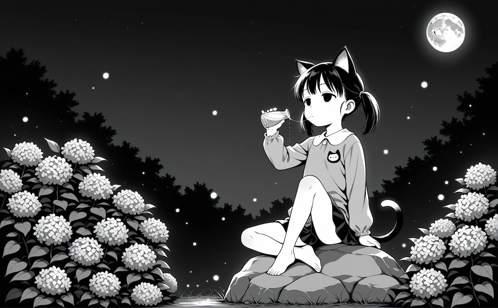 岩上の月見酒