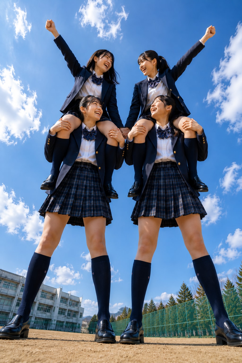 肩車をする女の子