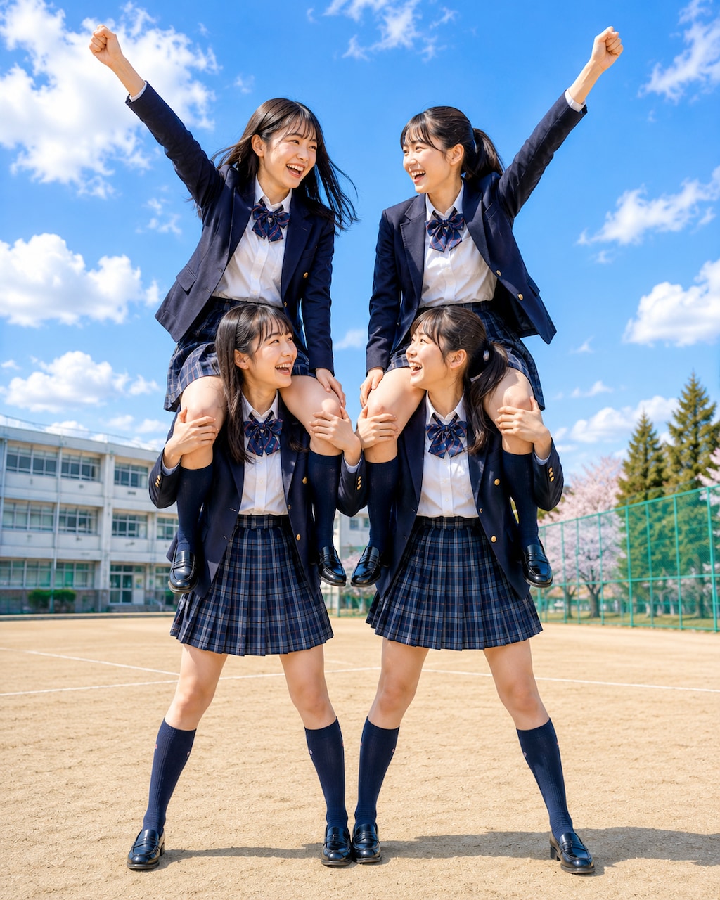 肩車をする女の子