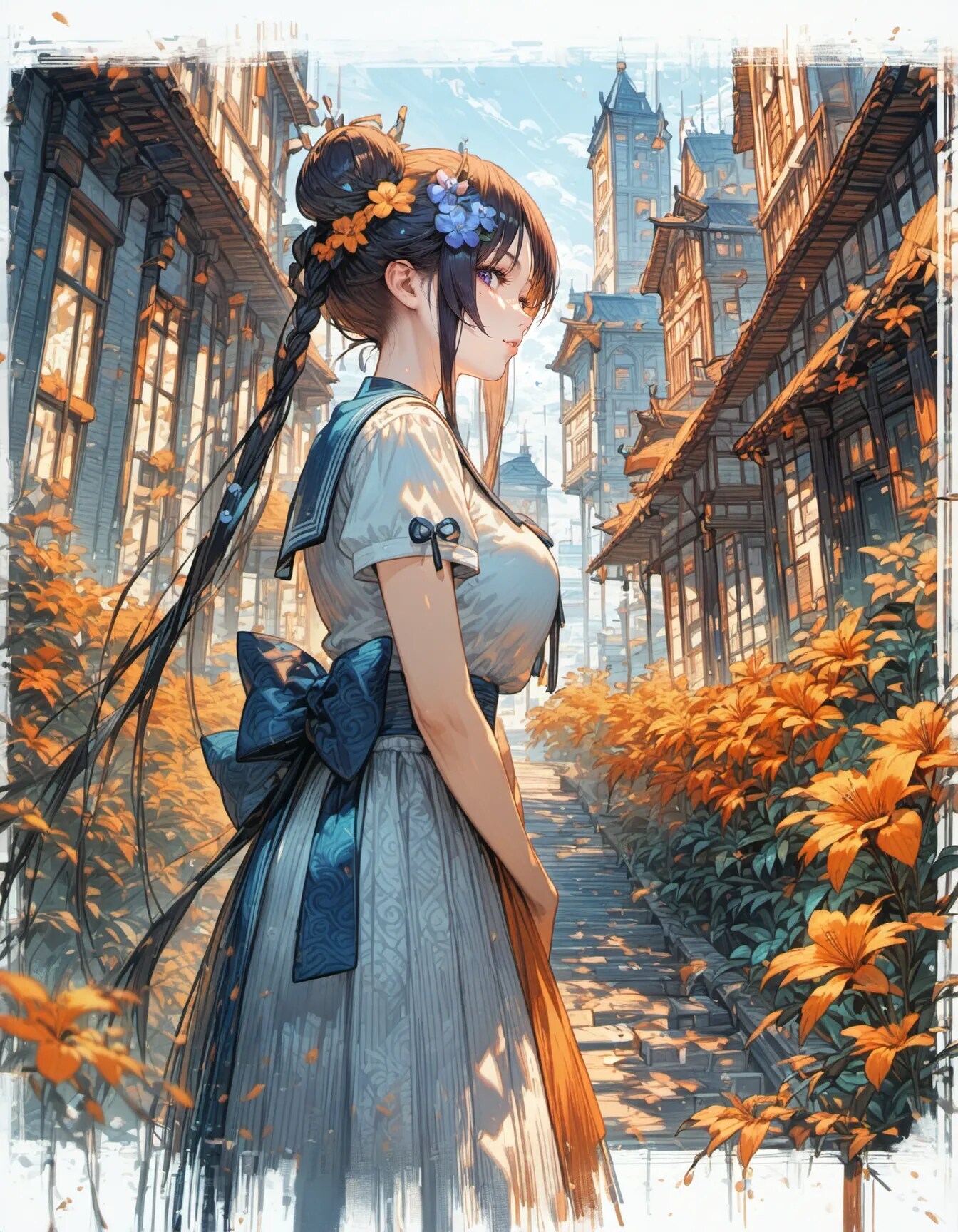 Serenity on the Old Stone Path | の人気AIイラスト・グラビア