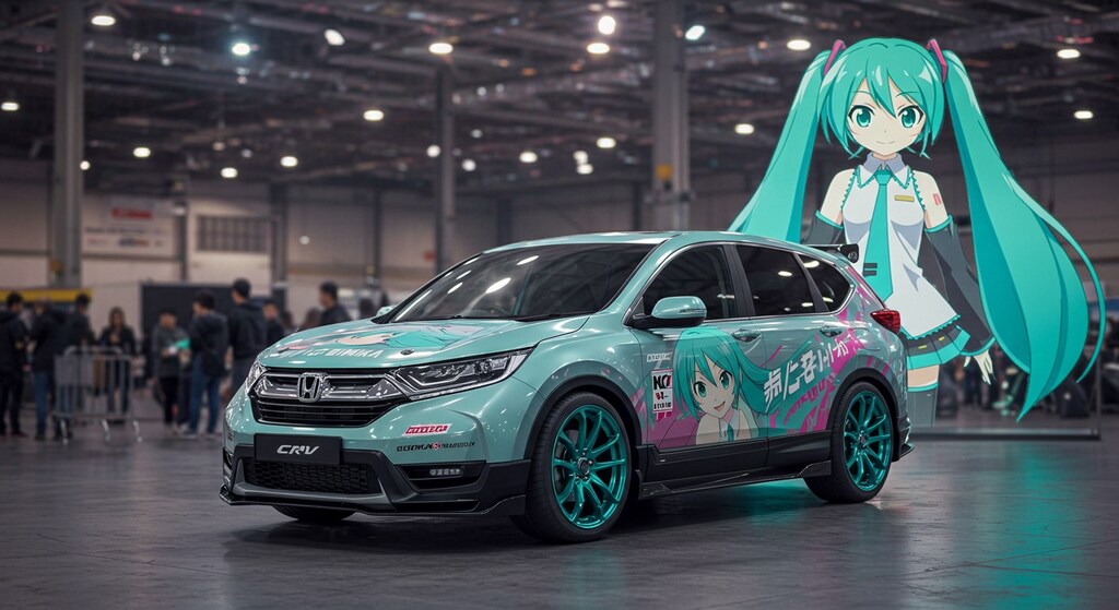 初音ミクと初音ミク痛車CR-V