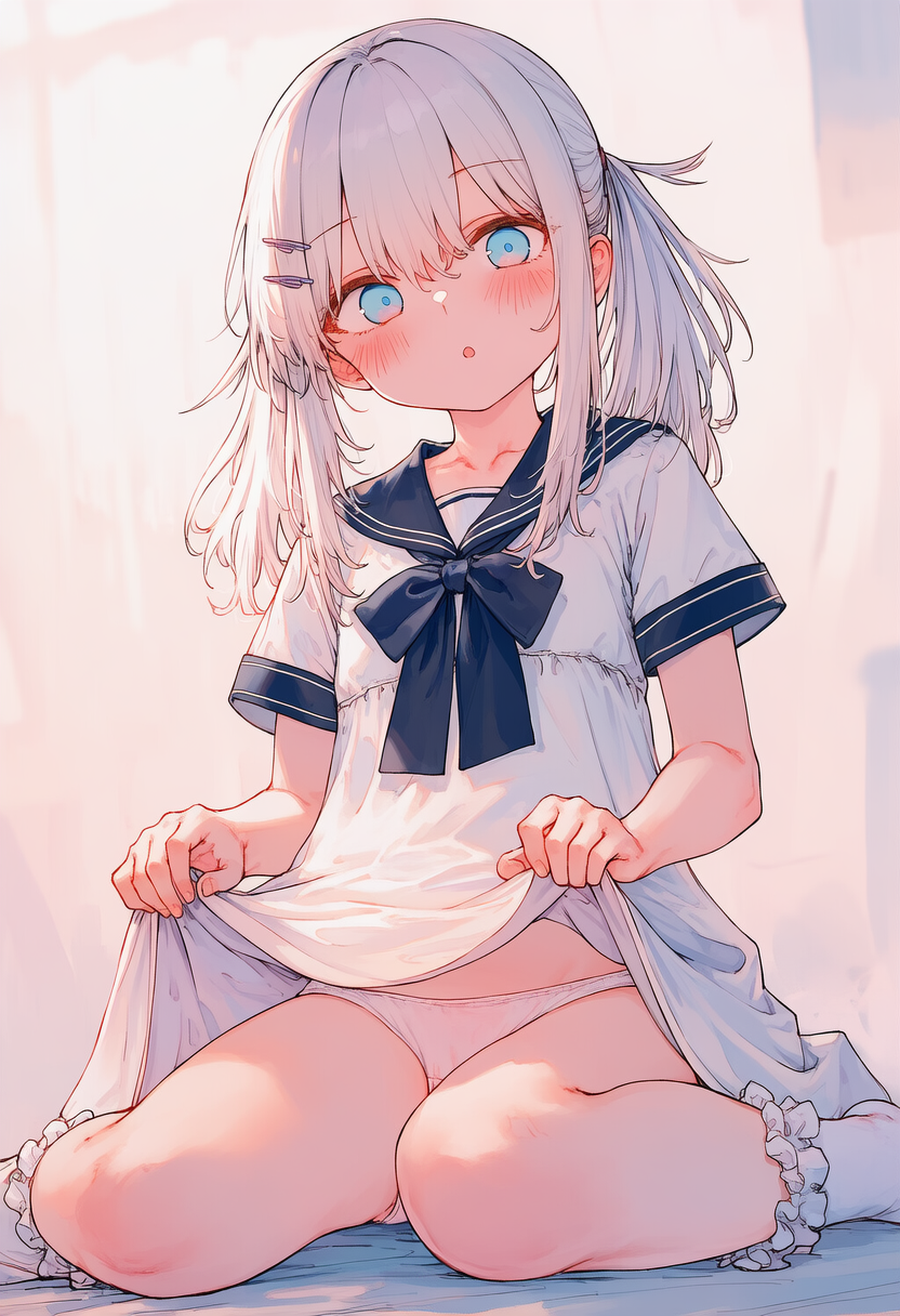 セーラーワンピースたくしあげ_0605