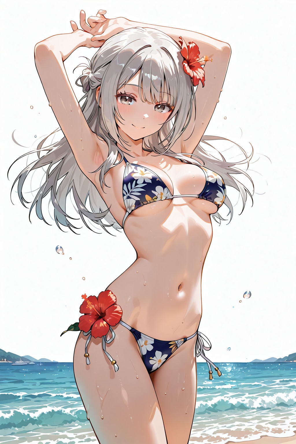 銀髪美少女 海 リゾート