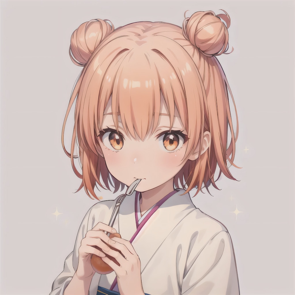 茶髪シニヨンのミニキャラ