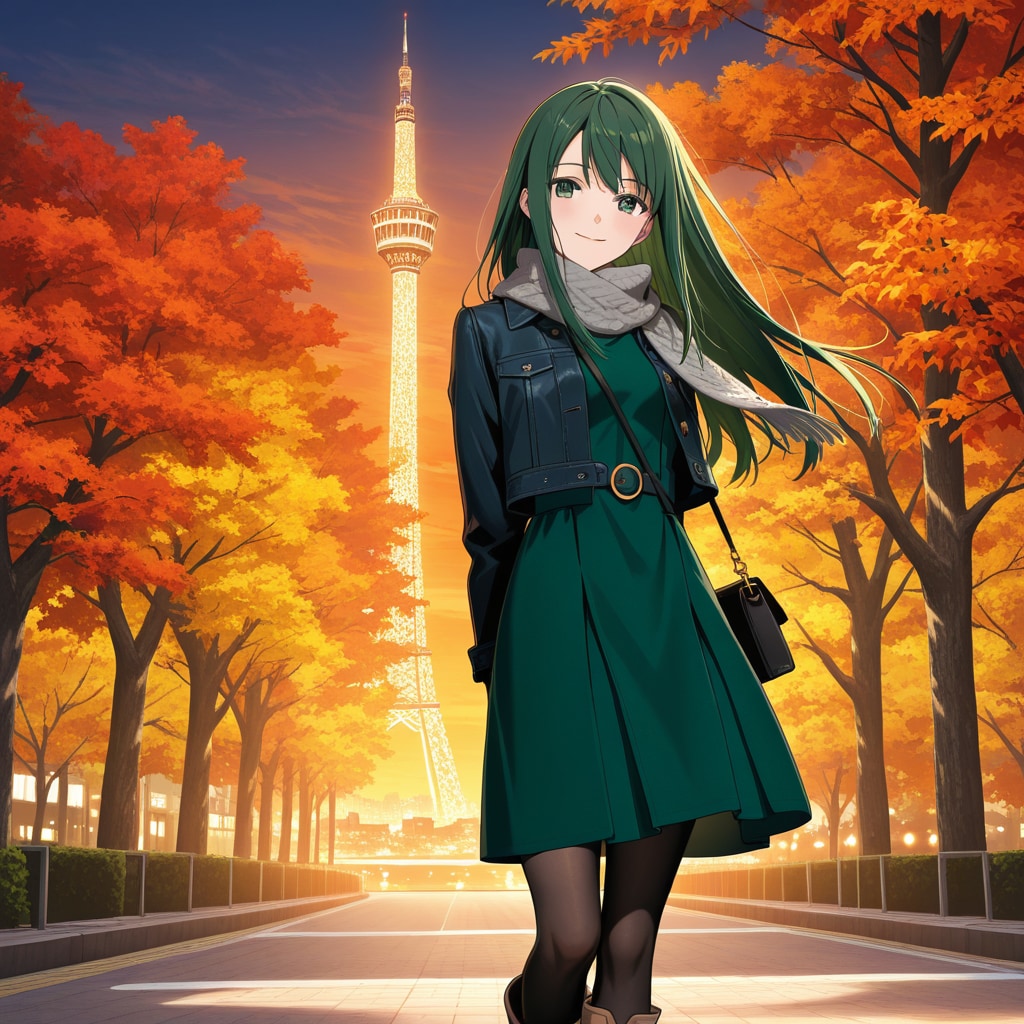展望タワーと夕暮れの街 | の人気AIイラスト・グラビア