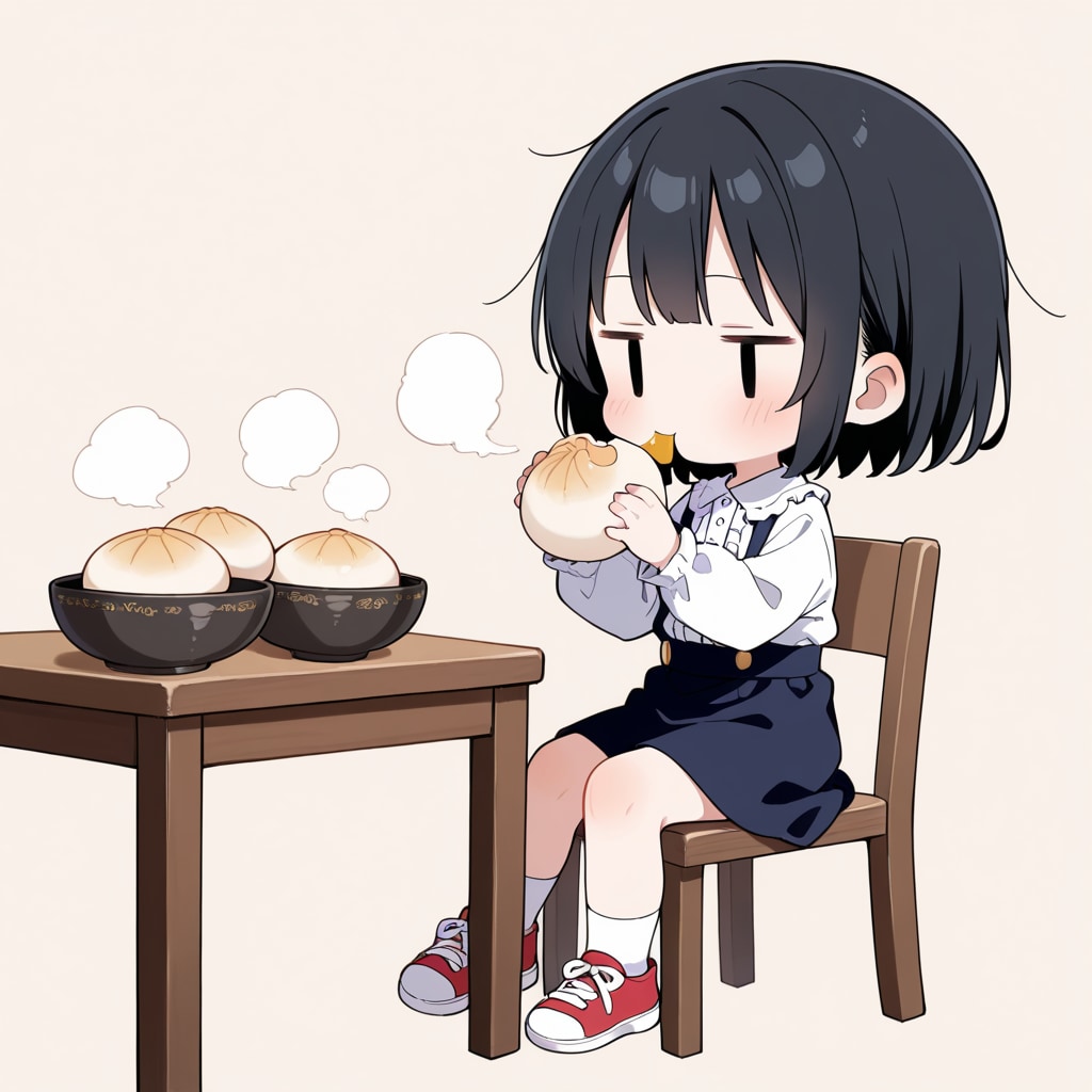 中華まんを食べる