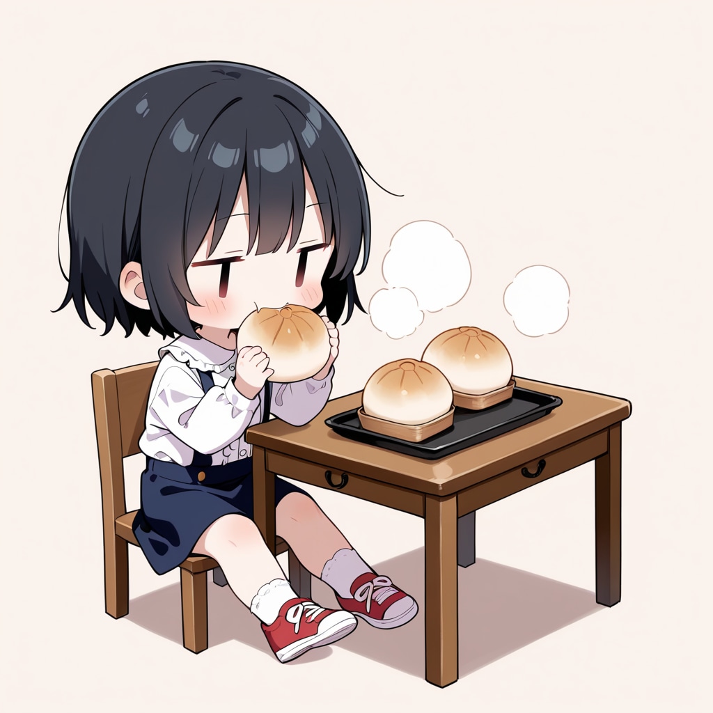 中華まんを食べる