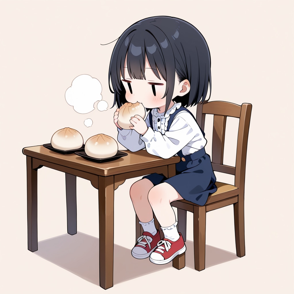 中華まんを食べる