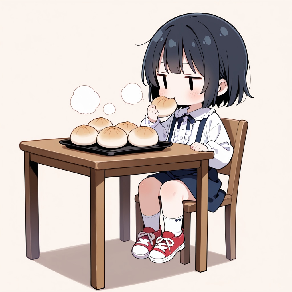 中華まんを食べる