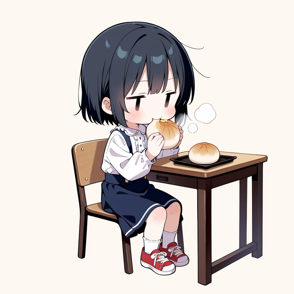 中華まんを食べる