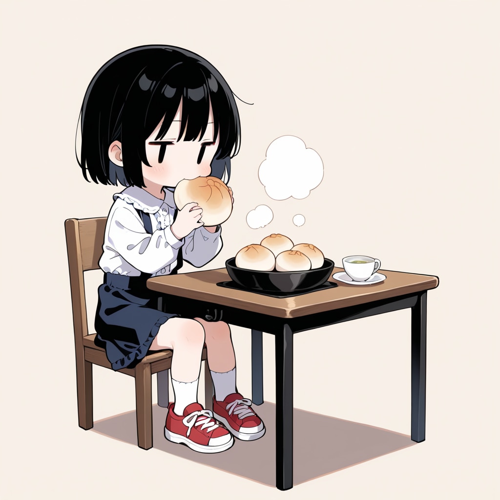 中華まんを食べる