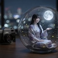 小さい彼女と蛍の球体 2枚目