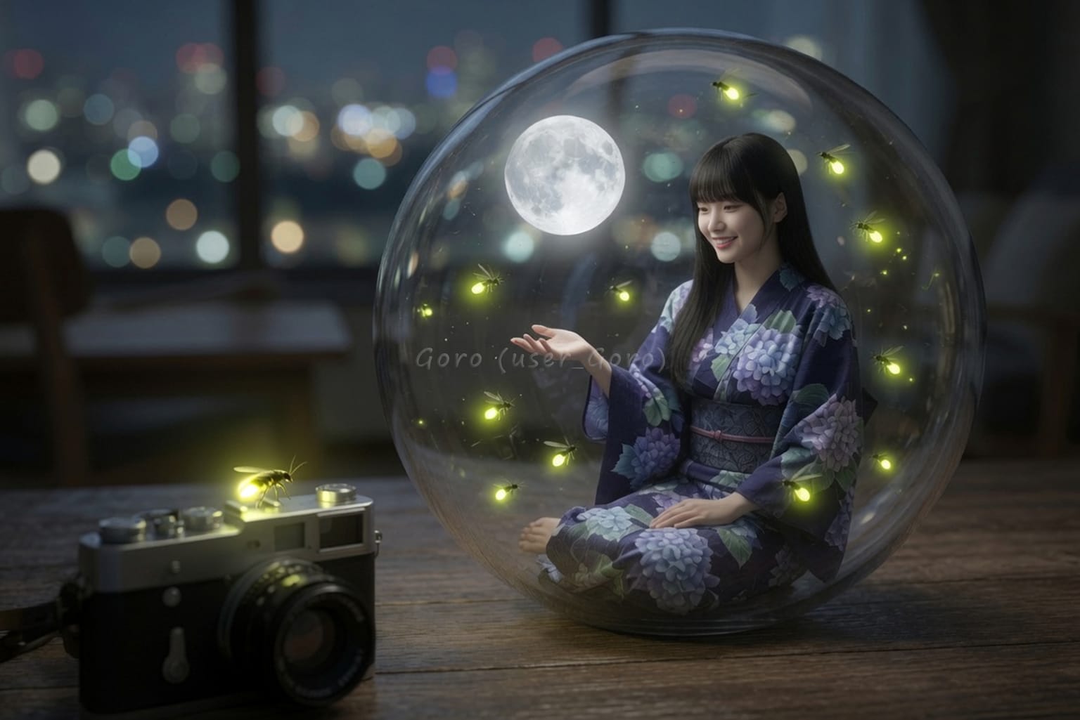 小さい彼女と蛍の球体