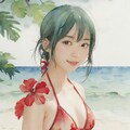 緑髪美女・美少女（水彩） 6枚目