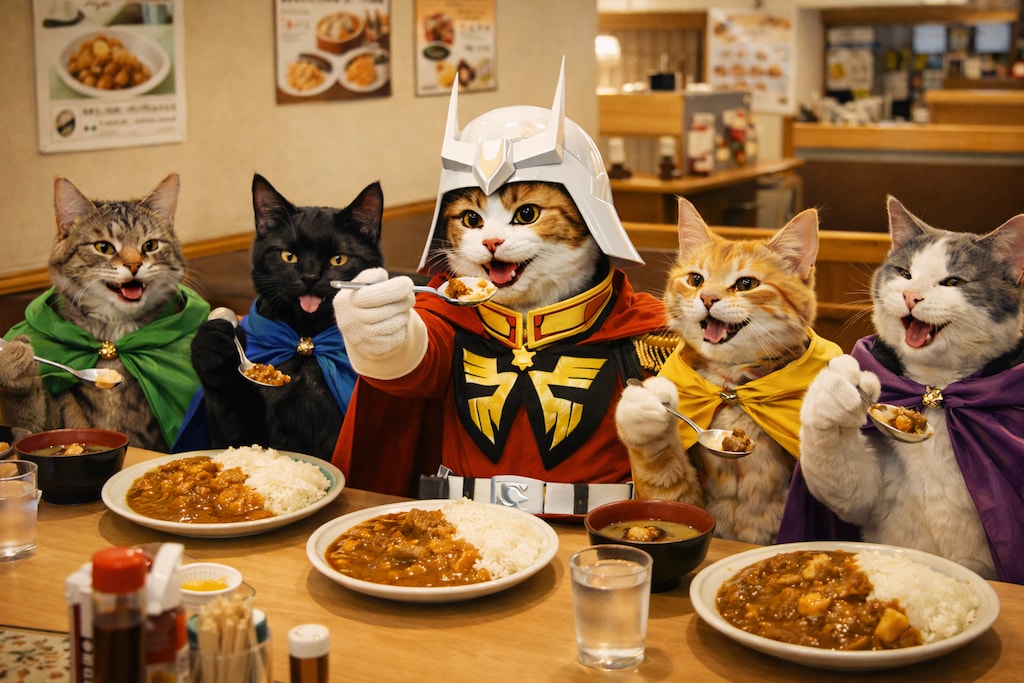 金曜日はカレーライスの赤い彗星猫 YC19