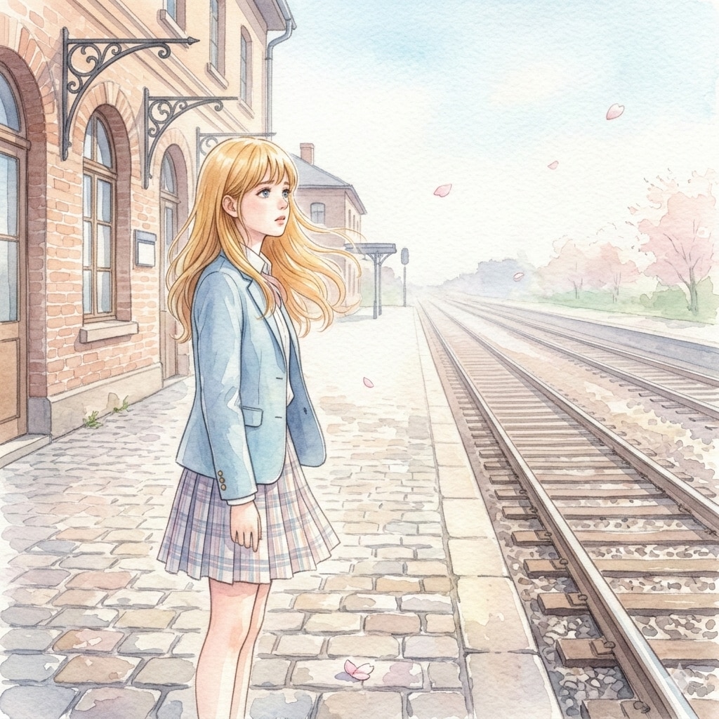 駅で待つ金髪ちゃん