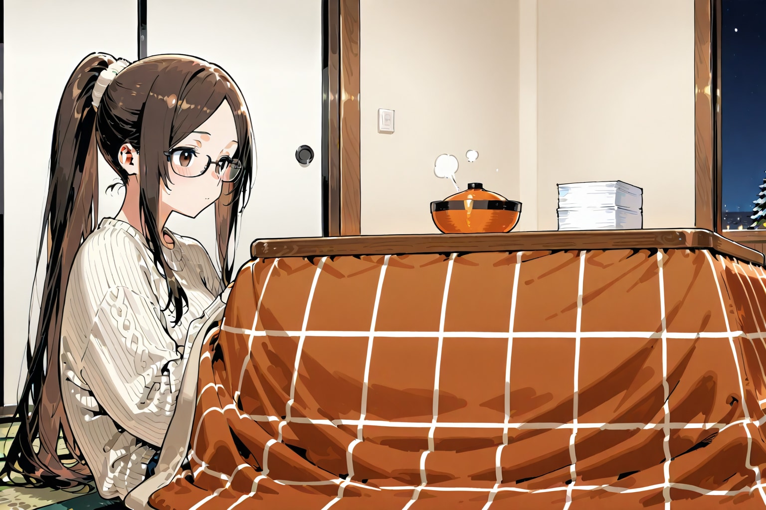 寒い夜に鍋焼きうどん | の人気AIイラスト・グラビア