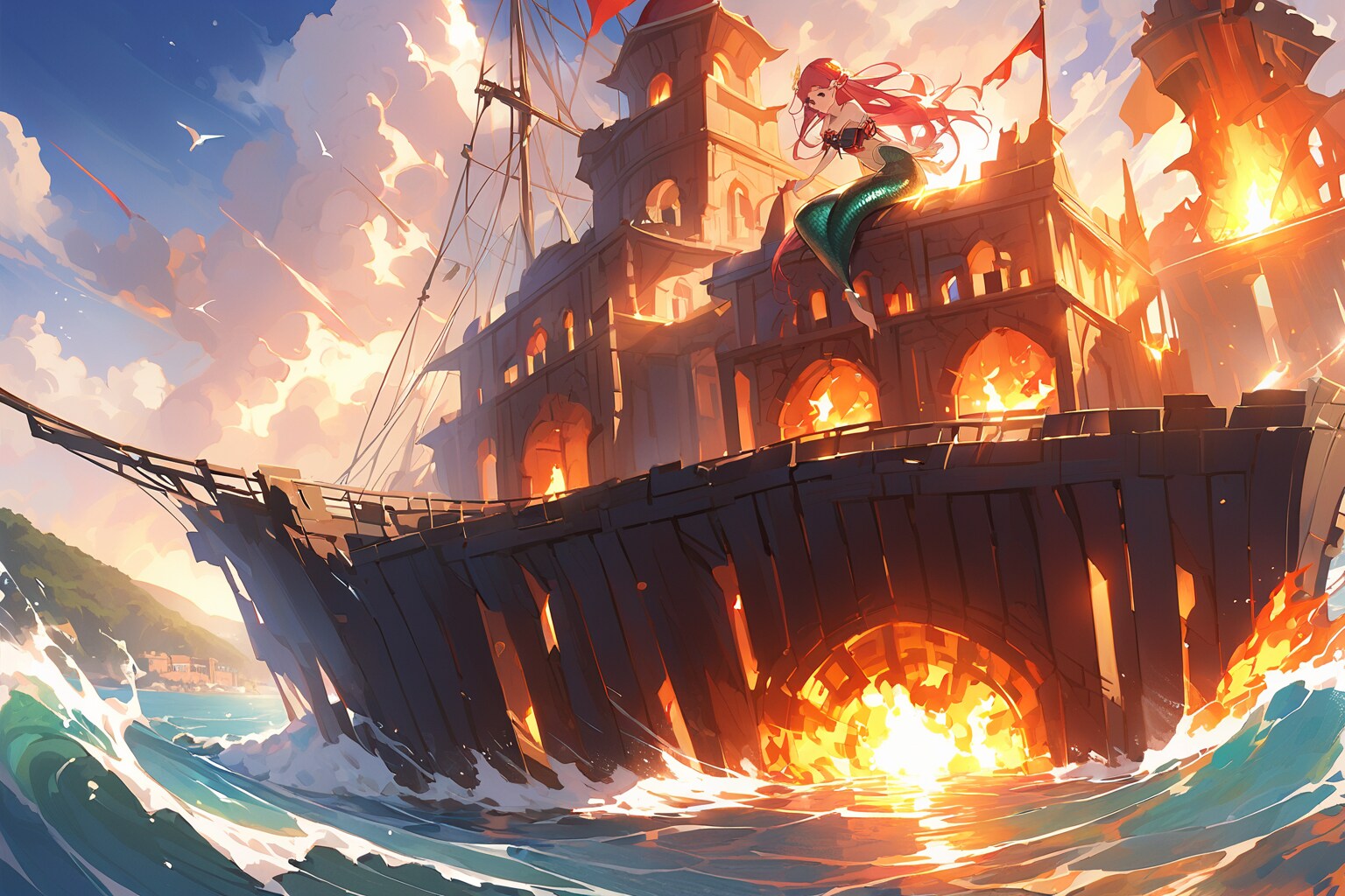 燃える王城 | の人気AIイラスト・グラビア