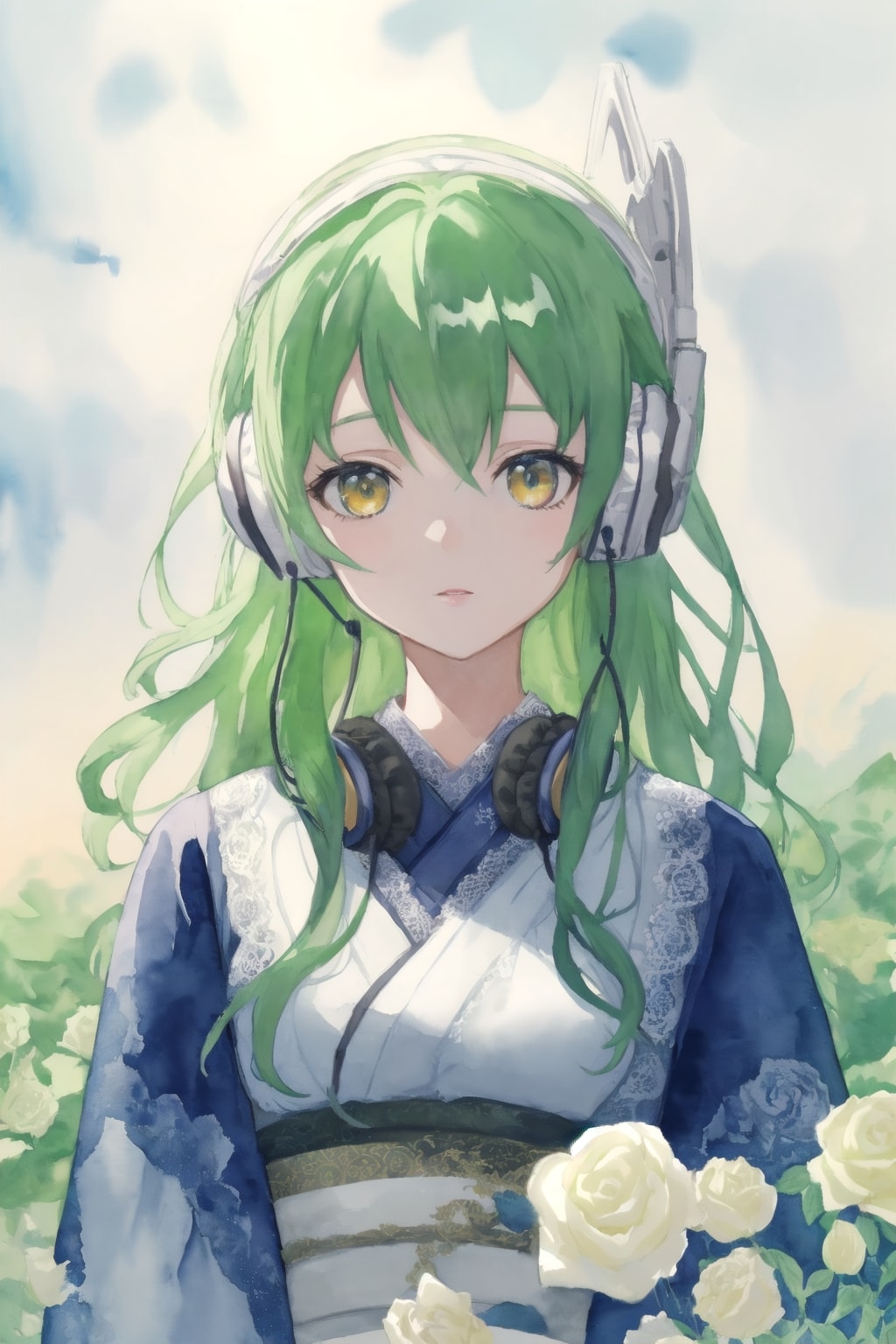 花とヘッドフォン | の人気AIイラスト・グラビア