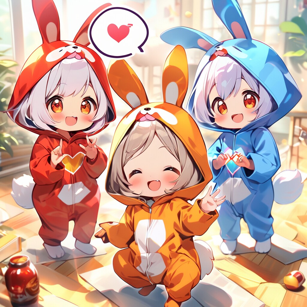 三つ子のウサミミ着グルミちび子ちゃんず