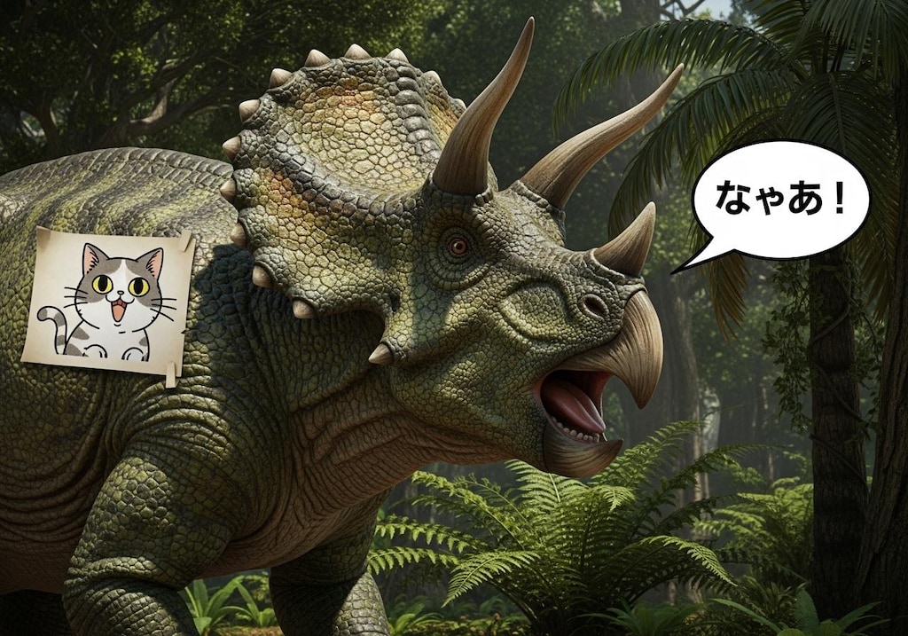 [張り紙見たよ]昨日はトリケラトプスを喋らせてた