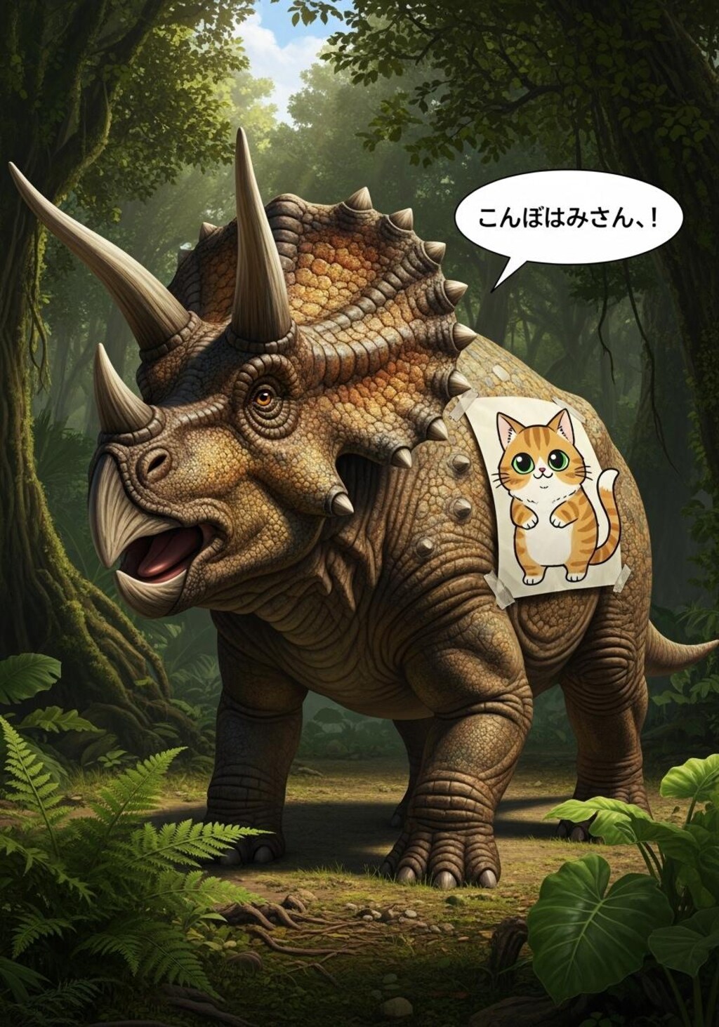 [張り紙見たよ]昨日はトリケラトプスを喋らせてた