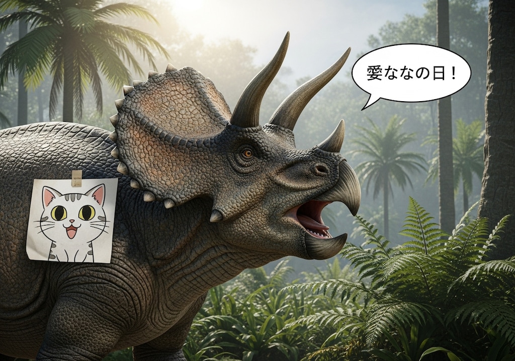 [張り紙見たよ]昨日はトリケラトプスを喋らせてた