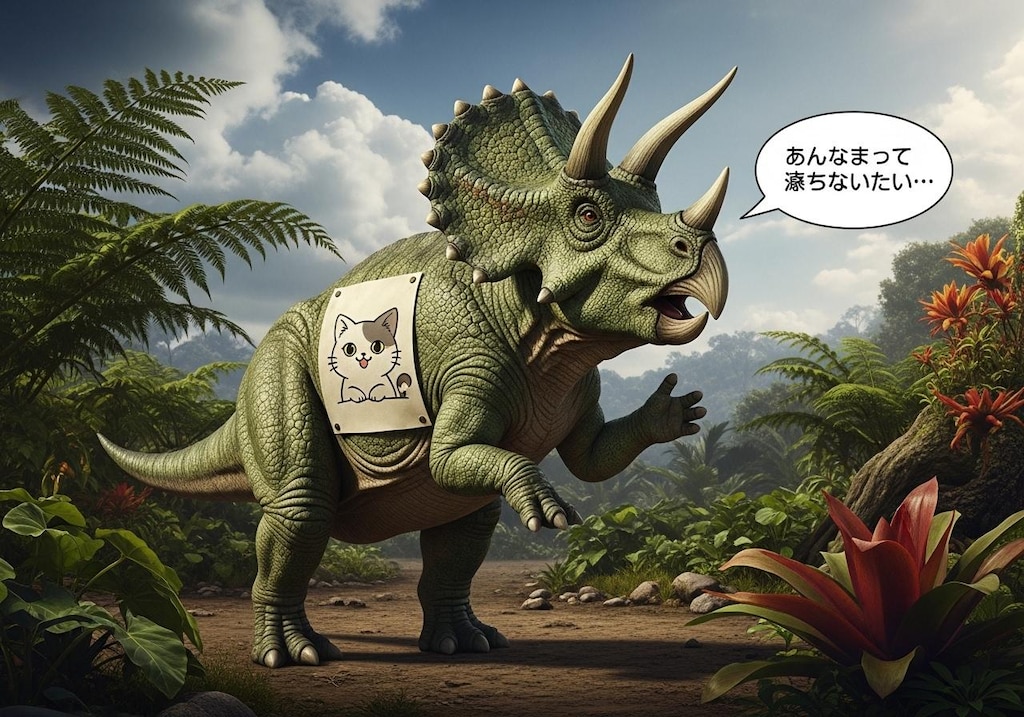 [張り紙見たよ]昨日はトリケラトプスを喋らせてた