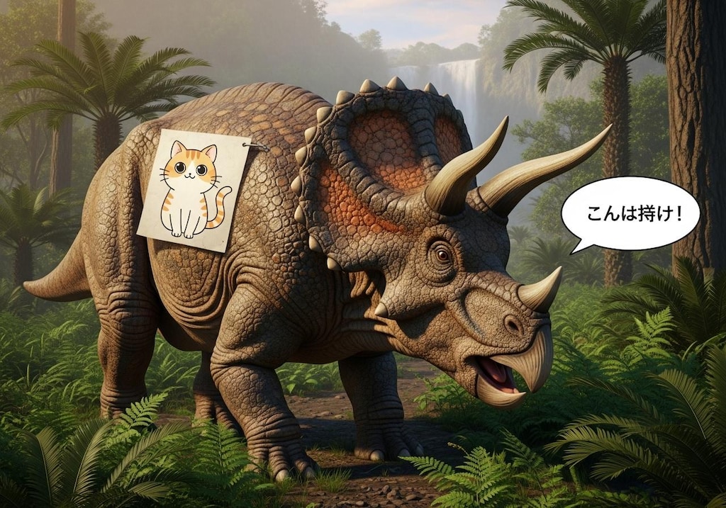 [張り紙見たよ]昨日はトリケラトプスを喋らせてた