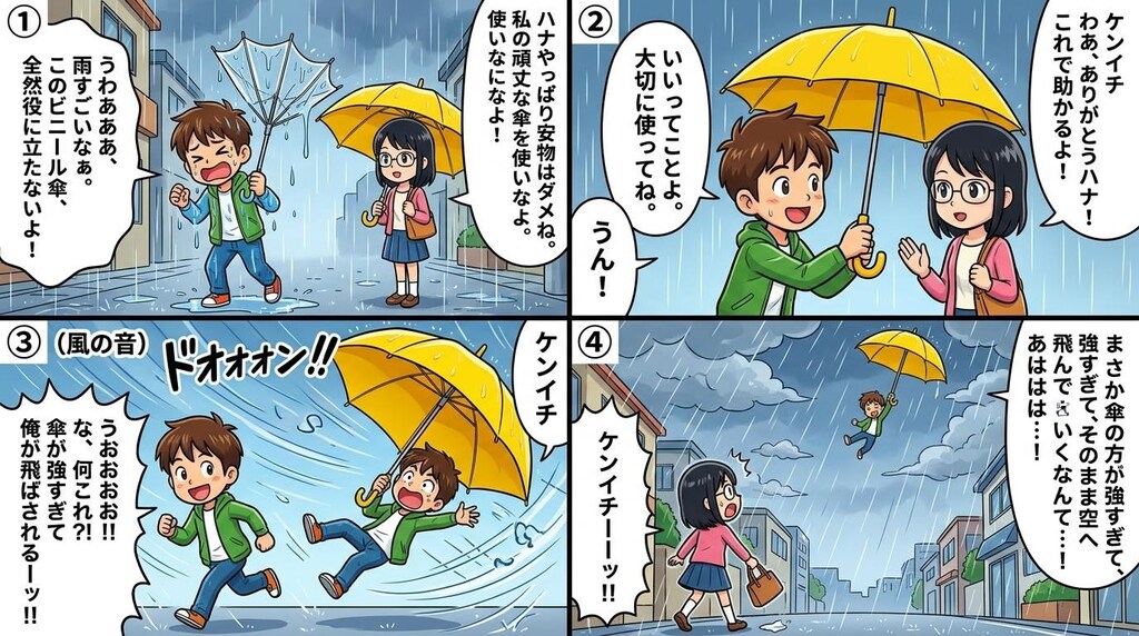 傘が強くて。