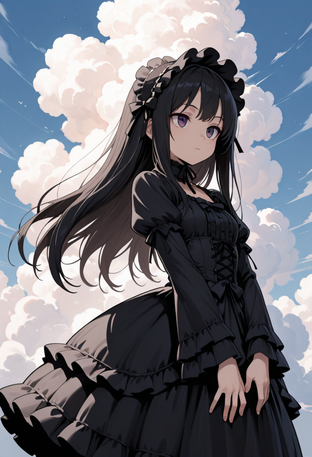 夏の空と黒いドレス
